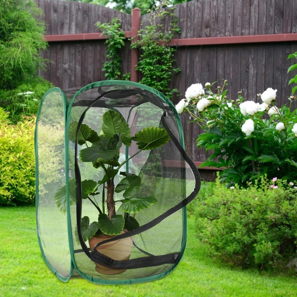 Green Foldable Butterfly Mantis Stick Breeding Zipper Cage Net Cloth Insect Habitat Insect Cage Net 40x40x60cm