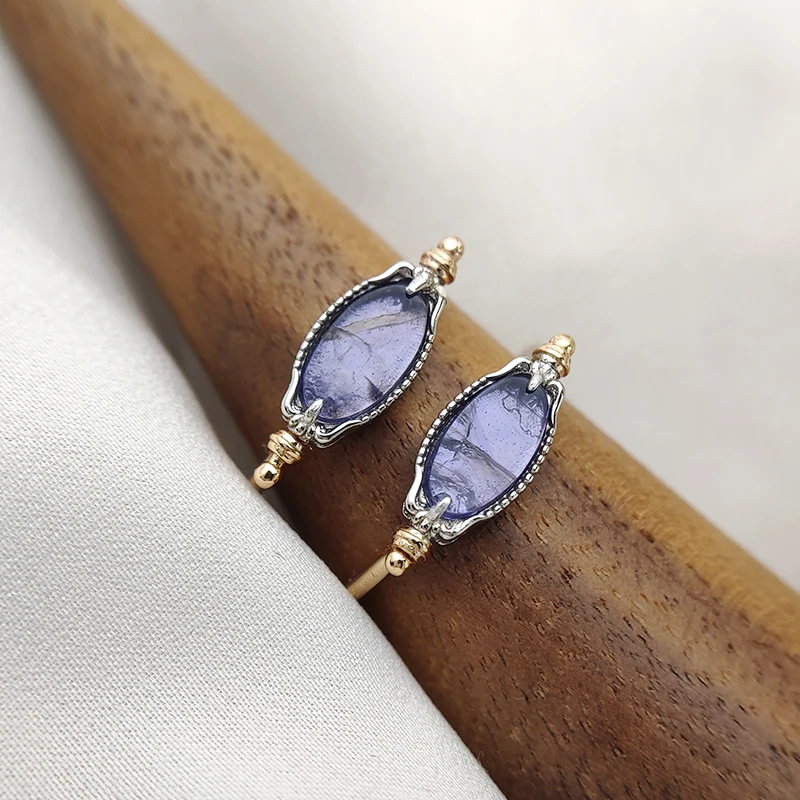 Vintage Natural Gemstone Cordierite Ring For Women Spin Ring 925 Sterling Silver Gold Vermeil Fine Jewelry Victoria Style