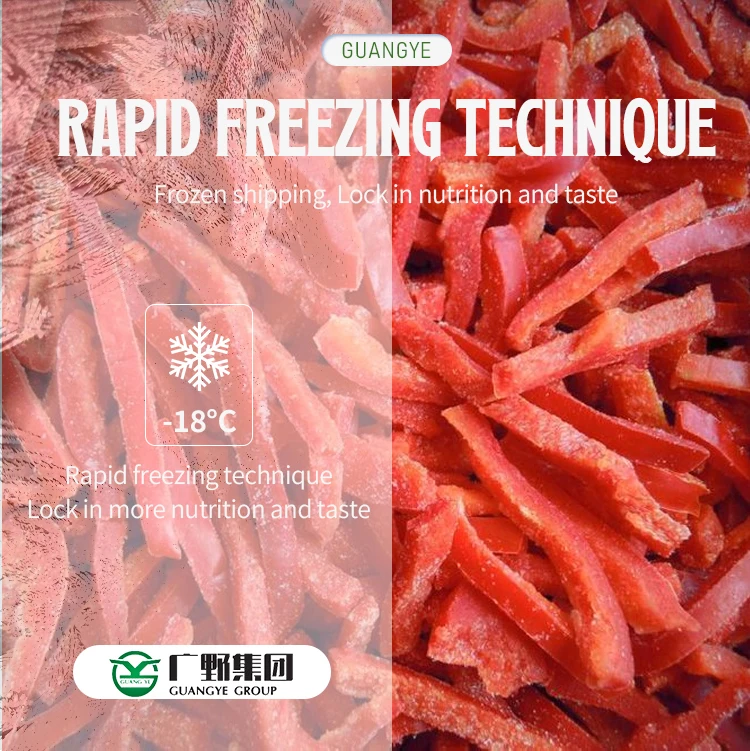 manufacturer custom Guangye Premium Vegetables China IQF frozen red sweet bell pepper strips