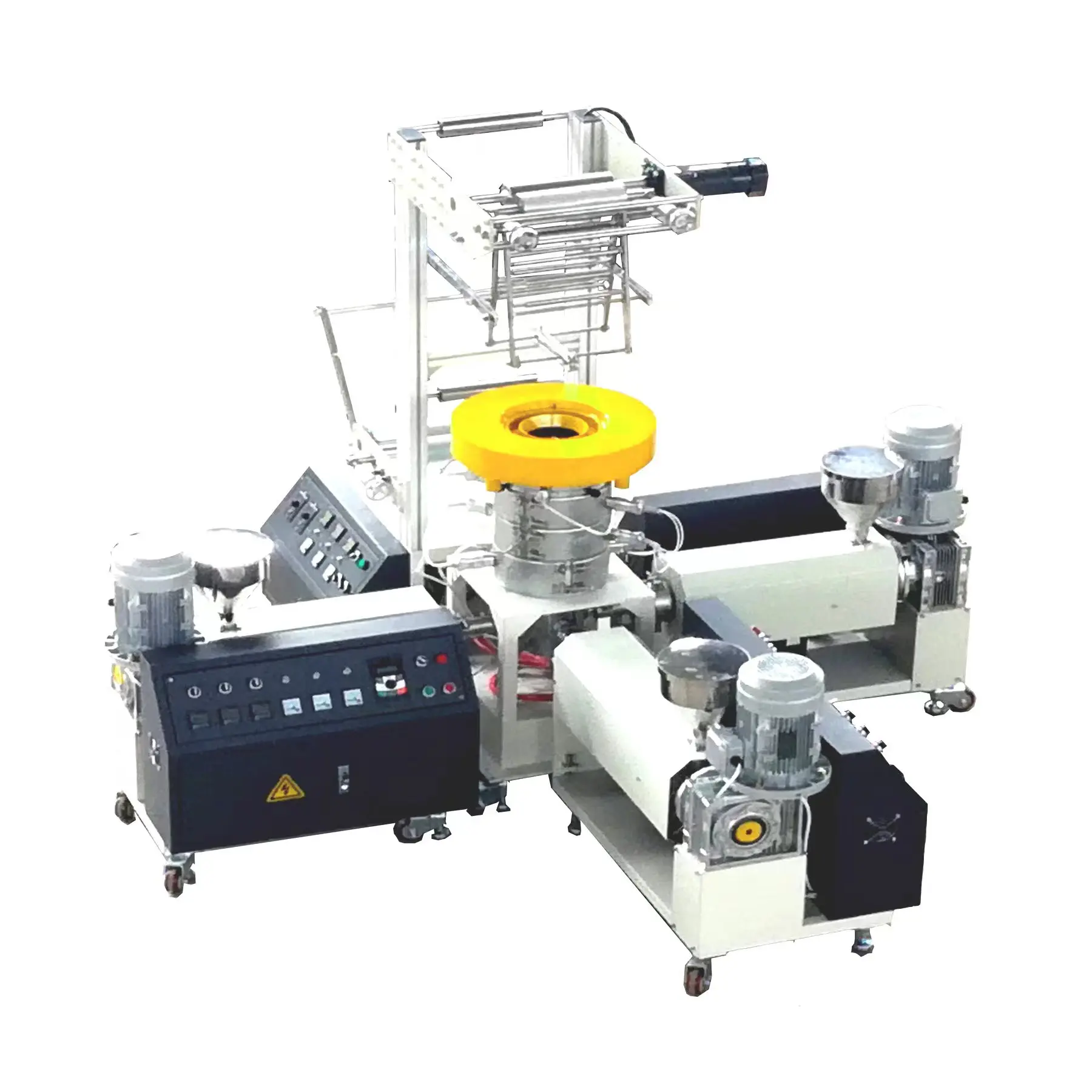 HWYAA Mini PE Plastic Film Blown Lab Extruder small HDPE LDPE Film Blowing Machine