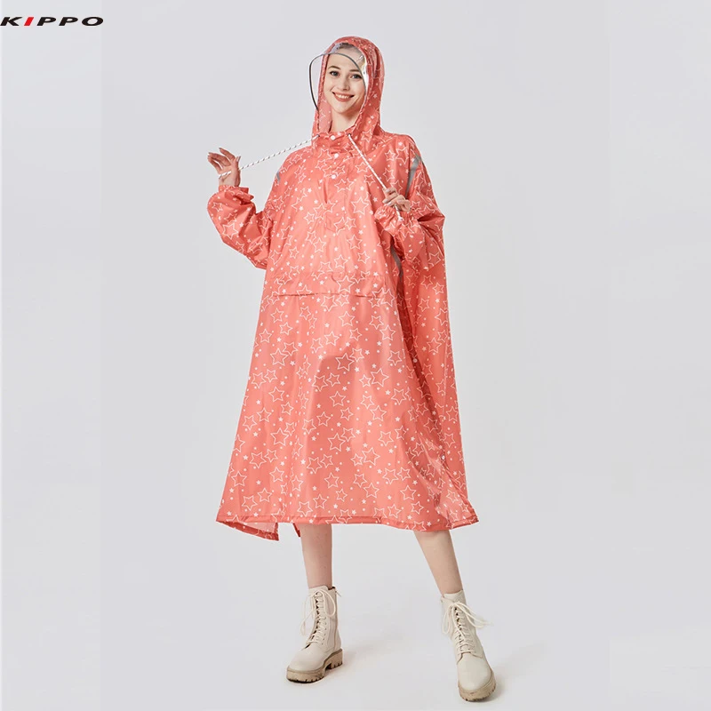 Kippo poncho raincoat printed Rain Poncho with Reflective Stripe hiking Outdoor Activities bike poncho