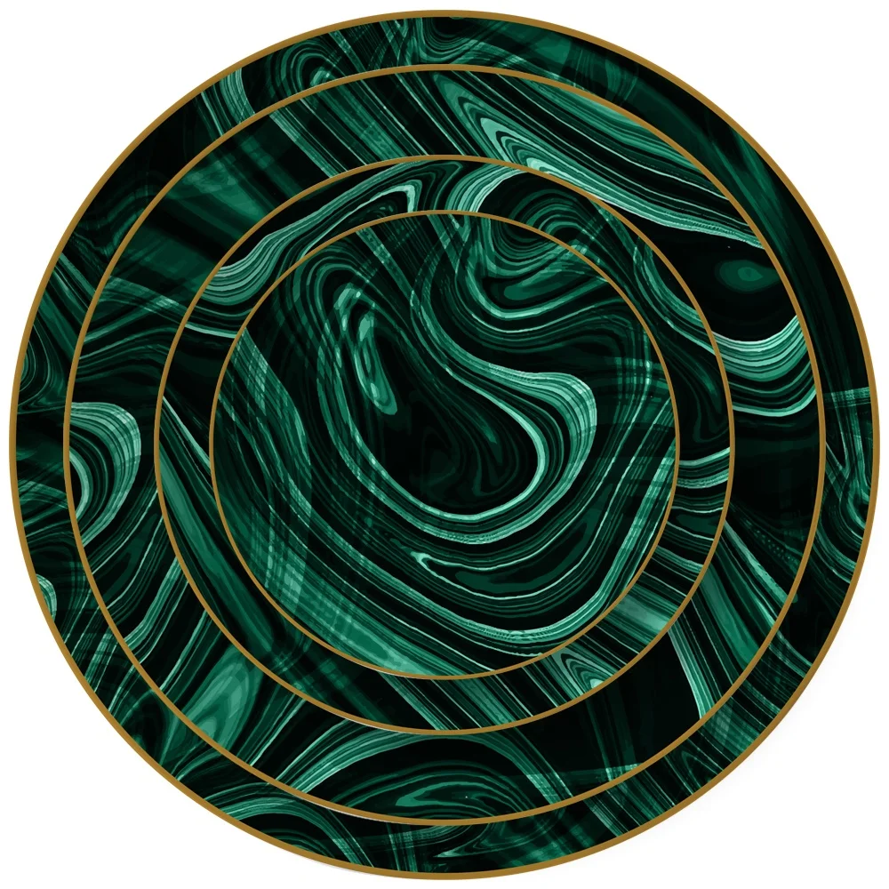 Round shape dark green ceramic plate cute wedding charger serving plates wedding green granite porcelain plates