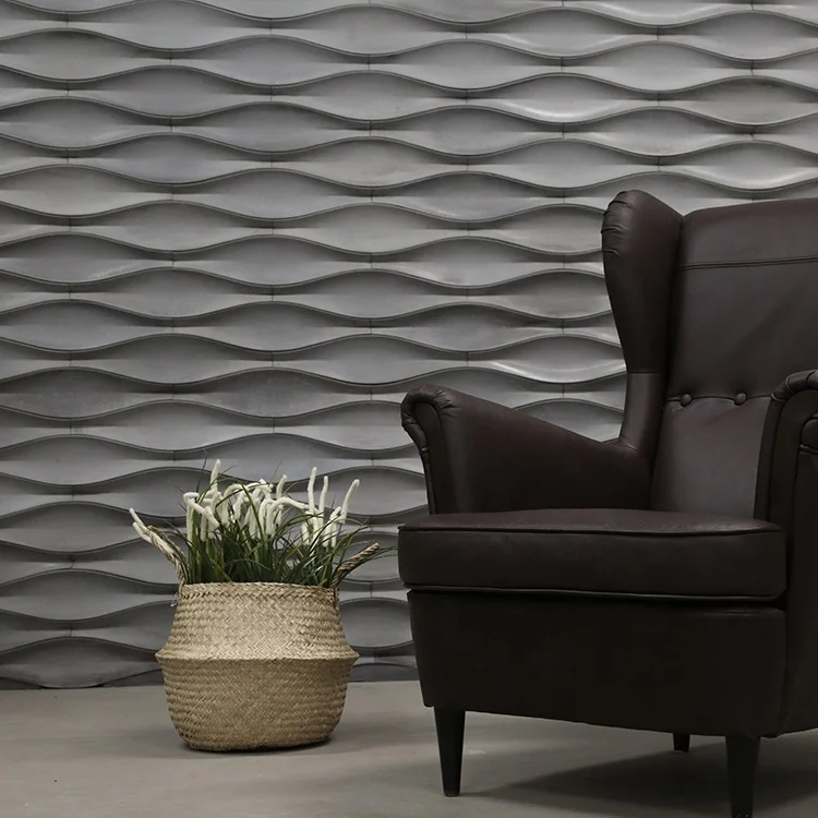Popular home decoration Wavy 3D interior wall tile accessories featured natural cement wall tiles