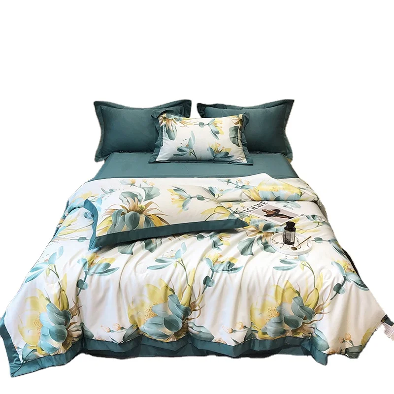 Лидер продаж 2023, постельное белье из смешанного полиэстера, комплект из четырех предметов, не вызывающий аллергию, стеганый комплект постельного белья из 100 хлопка