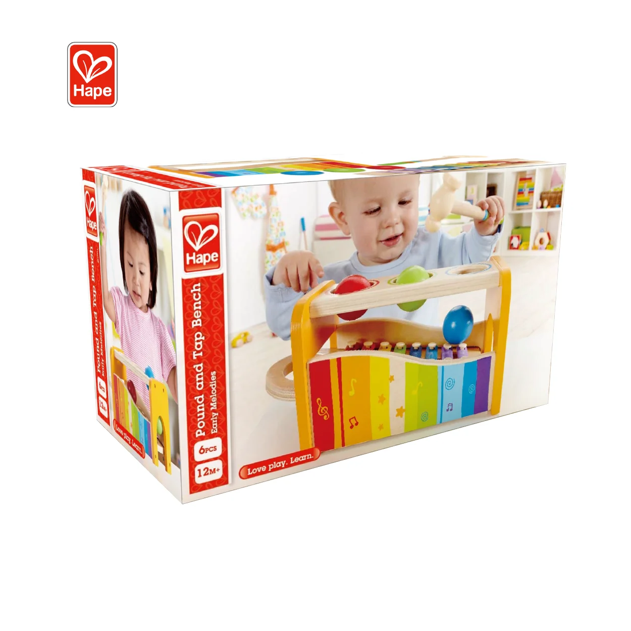 Ксилофон Hape Award прочная деревянная музыкальная игрушка молоток фунт скамейка с выдвижным ксилофоном для малышей