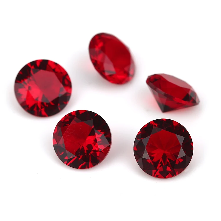 Factory price Wholesale Red Blue Green Colors glass Crystal stones Round shape 5mm in loose gemstone