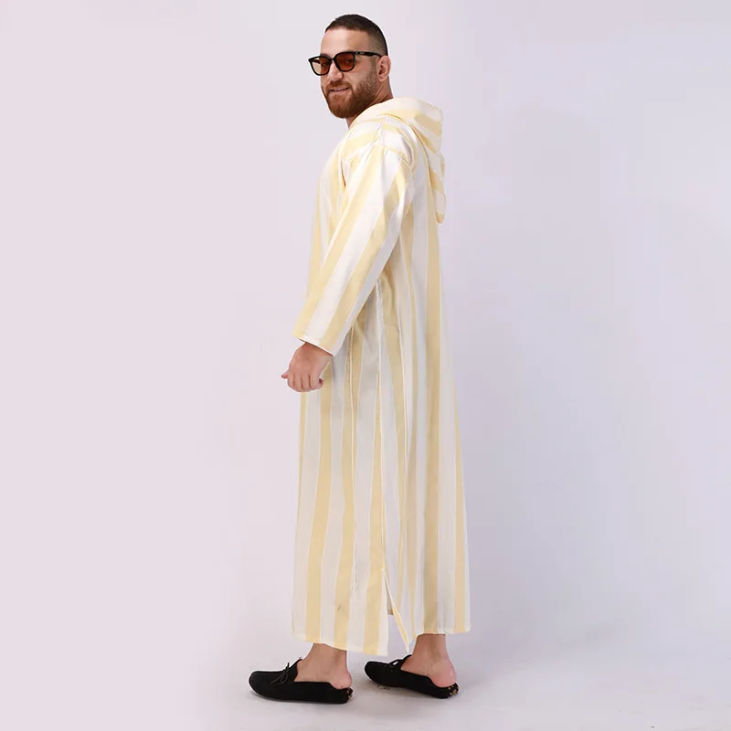 New Muslim long hooded nightgown Middle Eastern ethnic clothing robe for men