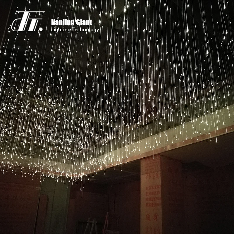 45W RGB led fiber optic crystal hanging light for restaurant ceiling fiber optic hanging lamp