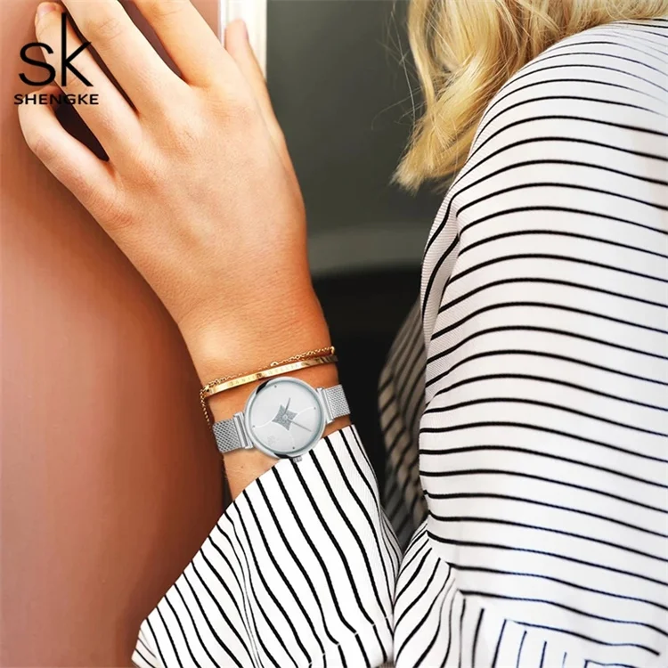 SK 0143 SHENGKE бренд relogio Модные женские повседневные часы водонепроницаемые модные модное платье со стразами Reloj de mujer