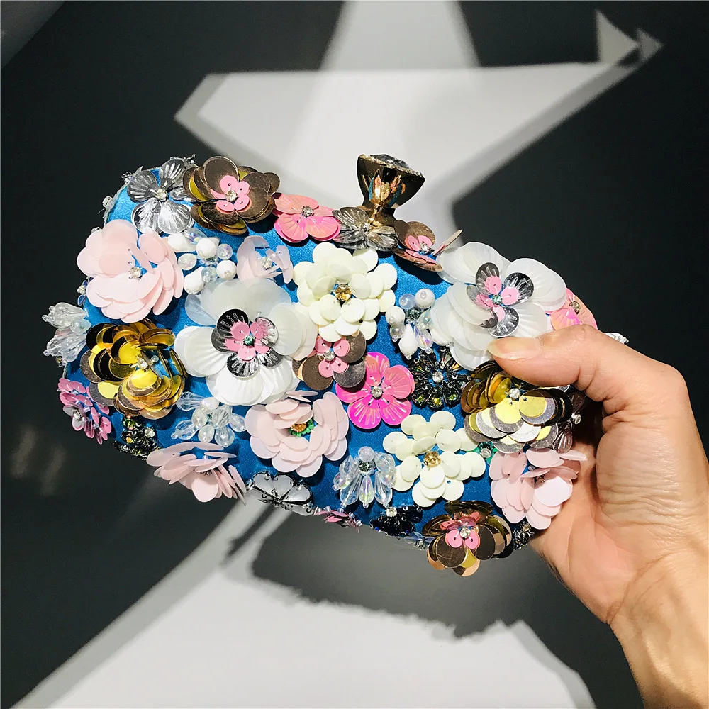 Fashion Trend Dinner Bag Lady Handmade Sun Flower Beaded Bag banquet wedding party women hand bags wholesale