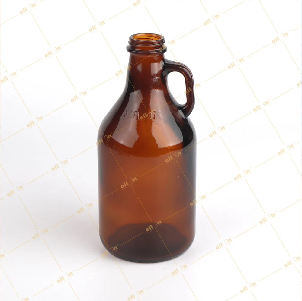All In Brew Factory Amber Glass Bottle 32FL OZ 1000ML Beer Glass Growler California Style Beer Growler Bottle With Screw Cap
