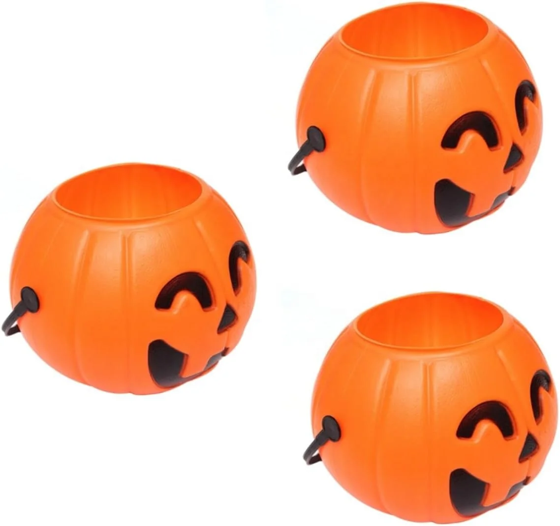 Halloween Decor Pumpkin Candy Kettles Witch Cauldron Pot mini plastic Pumpkin Candy Halloween Buckets