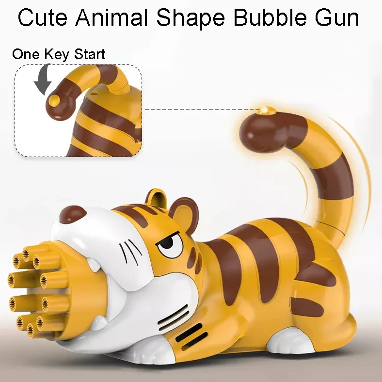 Pistola De Burbujas Electric Automatic Water Bubble Machine Gun Toy Children Tiger Soap Bubble Guns Toys For Kid