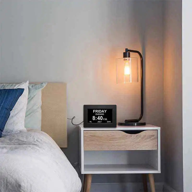 CHEETIE CP047 Desk Auto Dimmable Big Screen 5 Alarm Smart Dementia Calendar Clock for Elderly