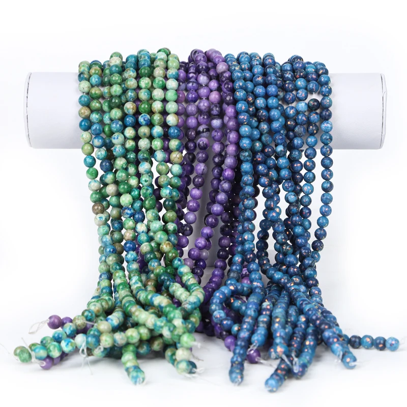 Wholesale natural stone beads dolomite round bead necklaces gemstone beads for jewelry bracelet making