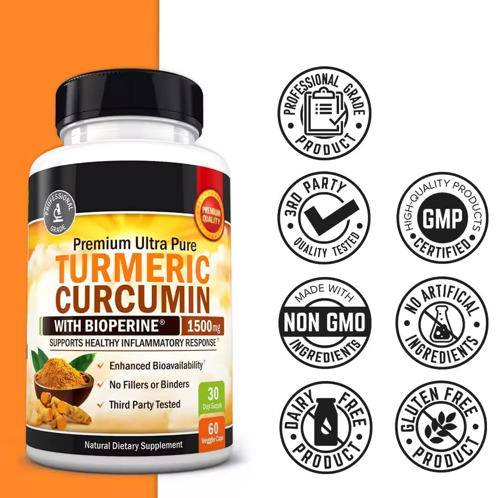 Turmeric&Ginger Capsules Curcumin Joint Support With Apple Cider Vinegar & BioPerine Black Pepper 95% Curcuminoids