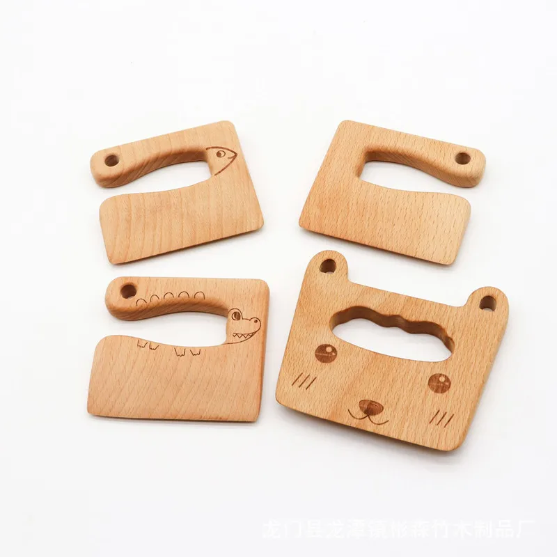 Wooden Kids Fruit Cutter Wooden Kids Knife for Cooking Kid Safe Knives Kitchen Toy Vegetable and Fruit Cutter