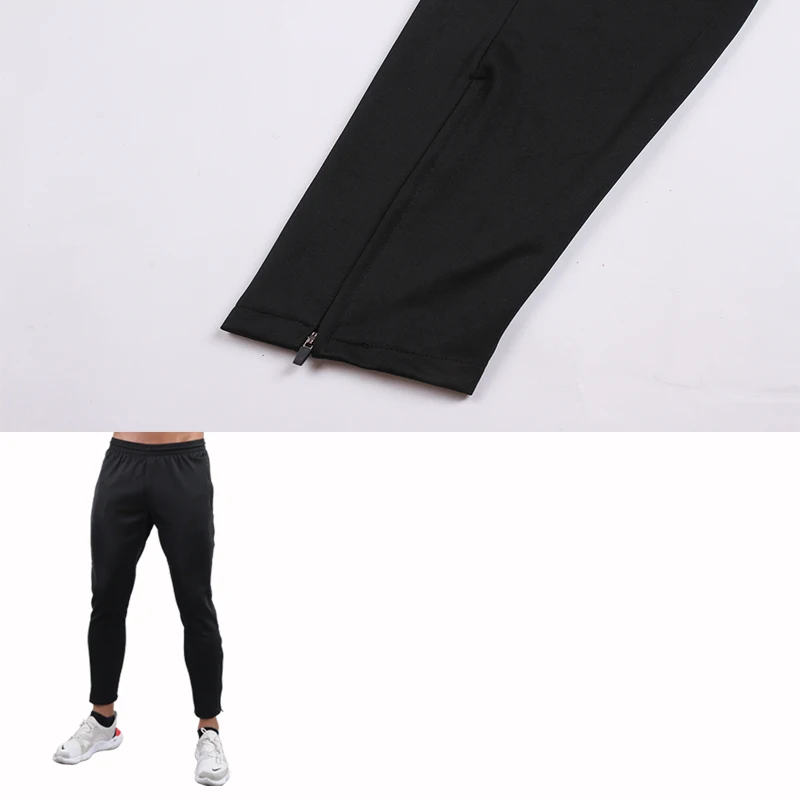 Mens Soccer Training Sport Trousers with Pocket Zipper Jogging Male Fitness Workout Running Pants 1 Piece Sportswear Adults