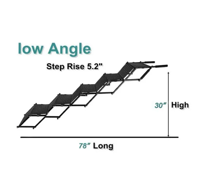 Upgraded Car Stairs Nonslip Foldable Metal frame Pet Steps for Medium and Large Dog Lightweight Portable Ramp