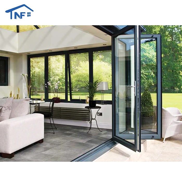 NF Australia balcony aluminum tempered glass patio accordion folding doors with AS2047 NFRC