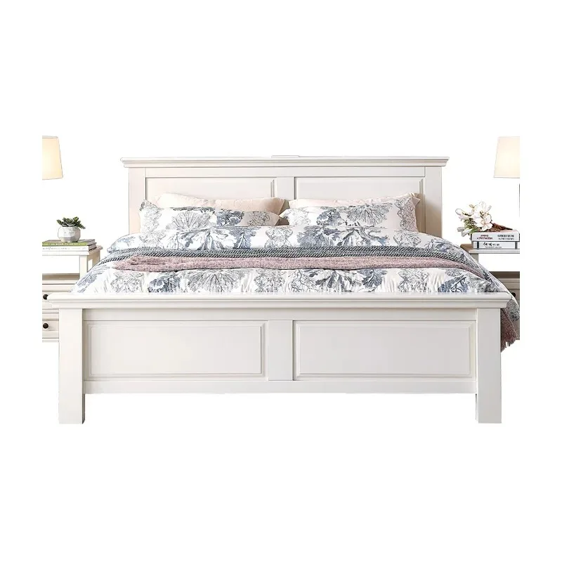 Solid wood 1.8 meters American European furniture white oak single bed modern minimalist light luxury 1.5 double bed