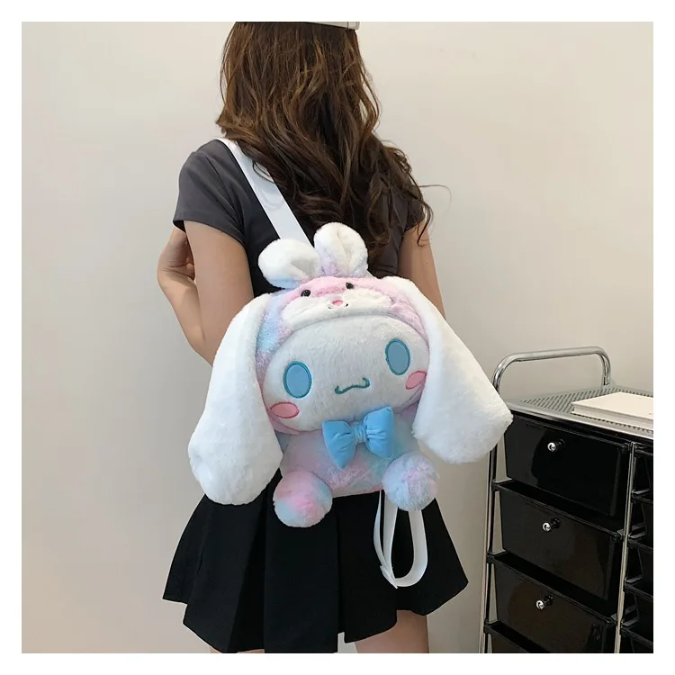 In Stock Cartoon My Bag Melody Kuromi Cinnamoroll Stitch Kitty Pikachu Plush Backpack Handbag Plush Toy Sanrio Bag