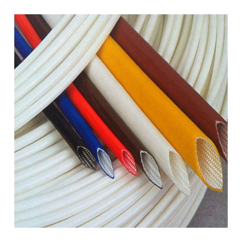 Manufacture Fiberglass Sleeving Coated Silicone Resin Sleeve Woven Fiberglass Wire Sleeve