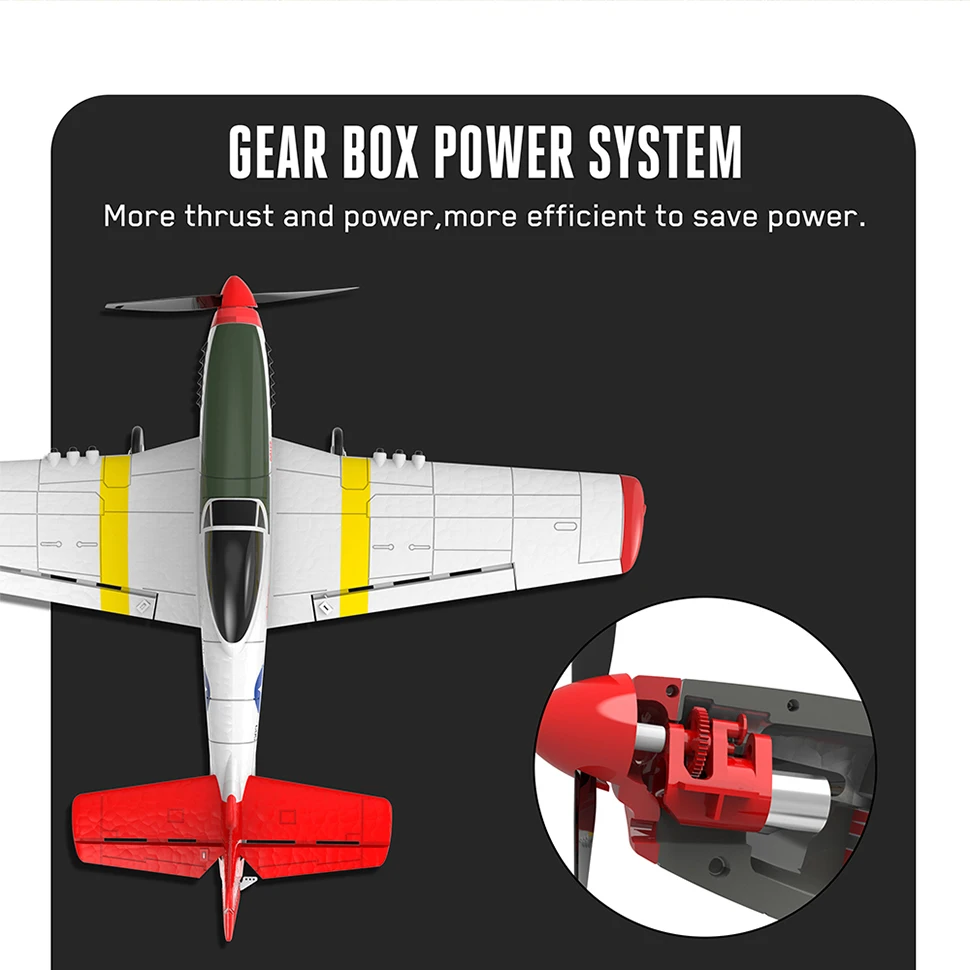 RC Park Flyer P51 Mustang Easy to Fly Beginner Radio Control Plane with Gyro Stabilizer