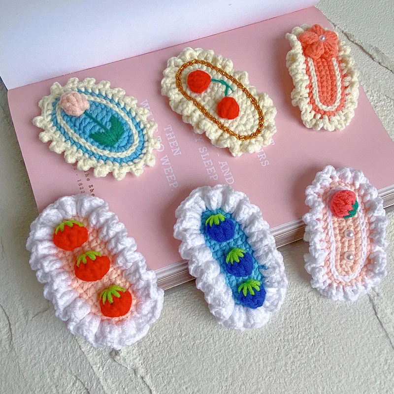 Cute Hair Pins Handmade Crochet Hair Accessories Knitting hair Clips For Women and Girls