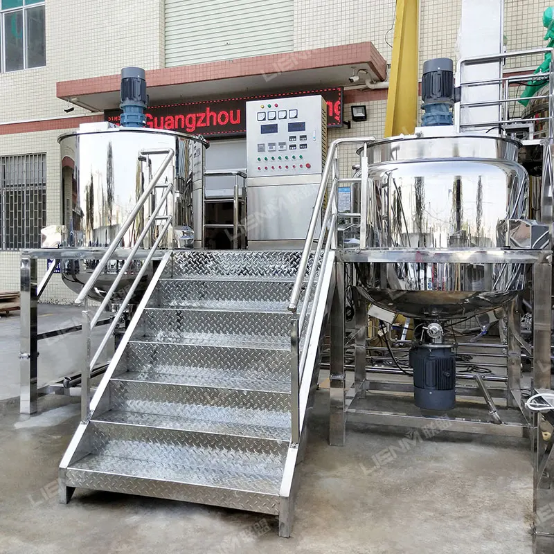 Factory stainless steel liquid soap mixing tank with agitator laundry soap detergent production line