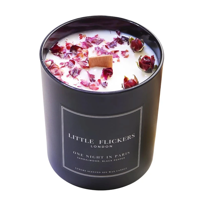 Clean burning special design new coming cheap natural soy wax wood wick scented candles