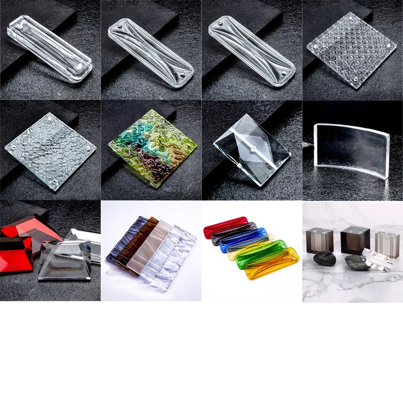 High Quality for Facade Polished Clear Square with Patterns Crystal Bricks Transparent Hanging Piece  Glass Block