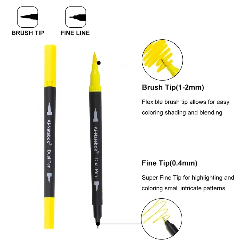 48pcs Double-headed Art Markers Two Tips Colored Pens Dual Brush Pen Set