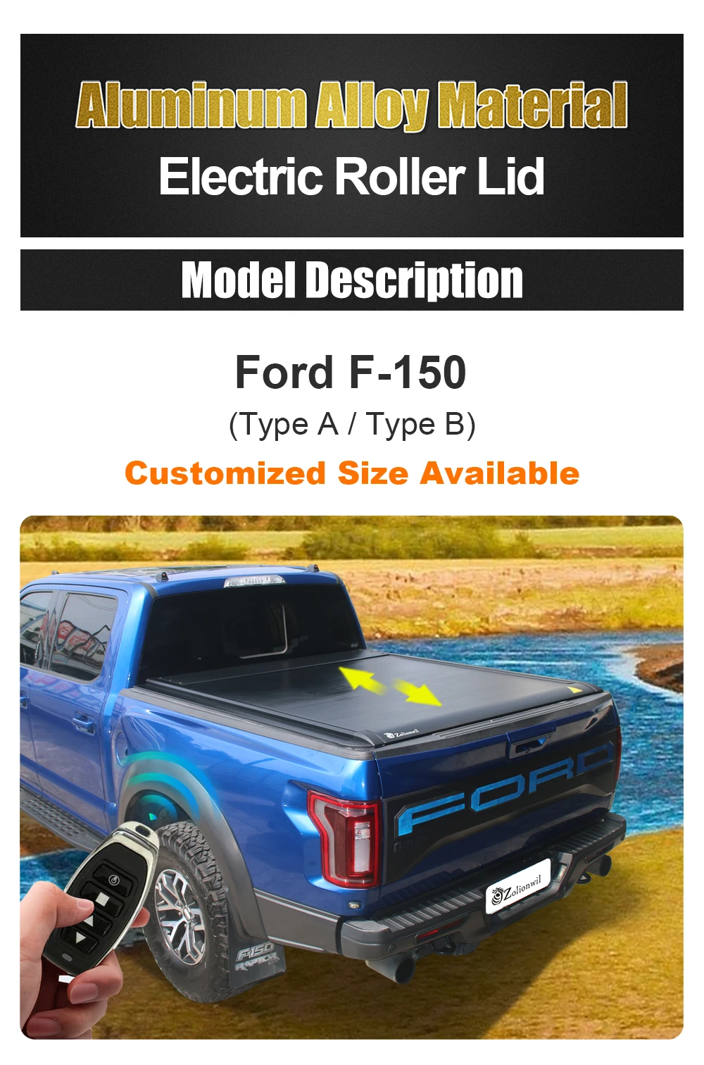 Customization Universal Electric Roller Shutter Tonneau Cover Truck Bed Cover For Ford F150
