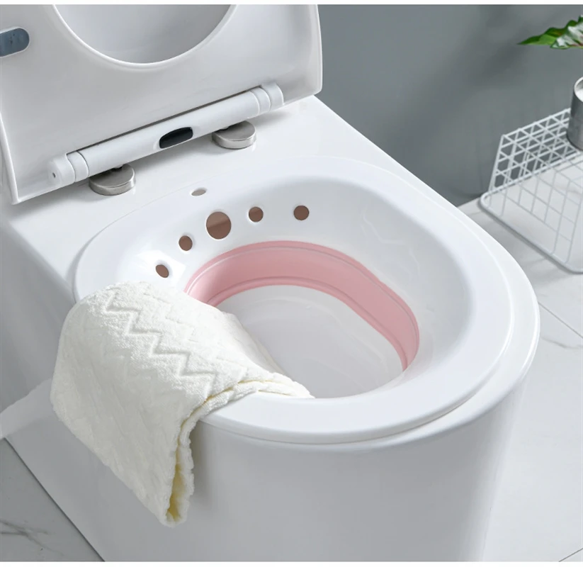 Collapsible yoni Sitz Bath for Toilet steam Seat to Treat Postpartum Wounds,Hemorrhoids, Perineal Care with Flusher