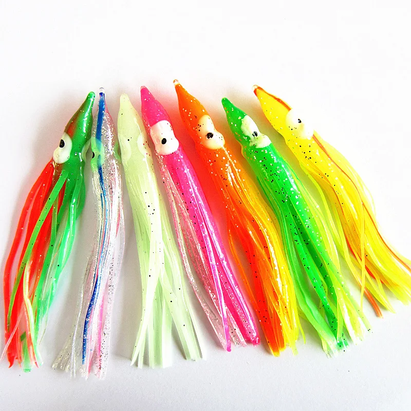 5pcs/Bag 5cm 6cm 7cm 10cm 12cm Luminous Octopus Soft Lure Factory Cheap Squid Skirt Fishing Lures