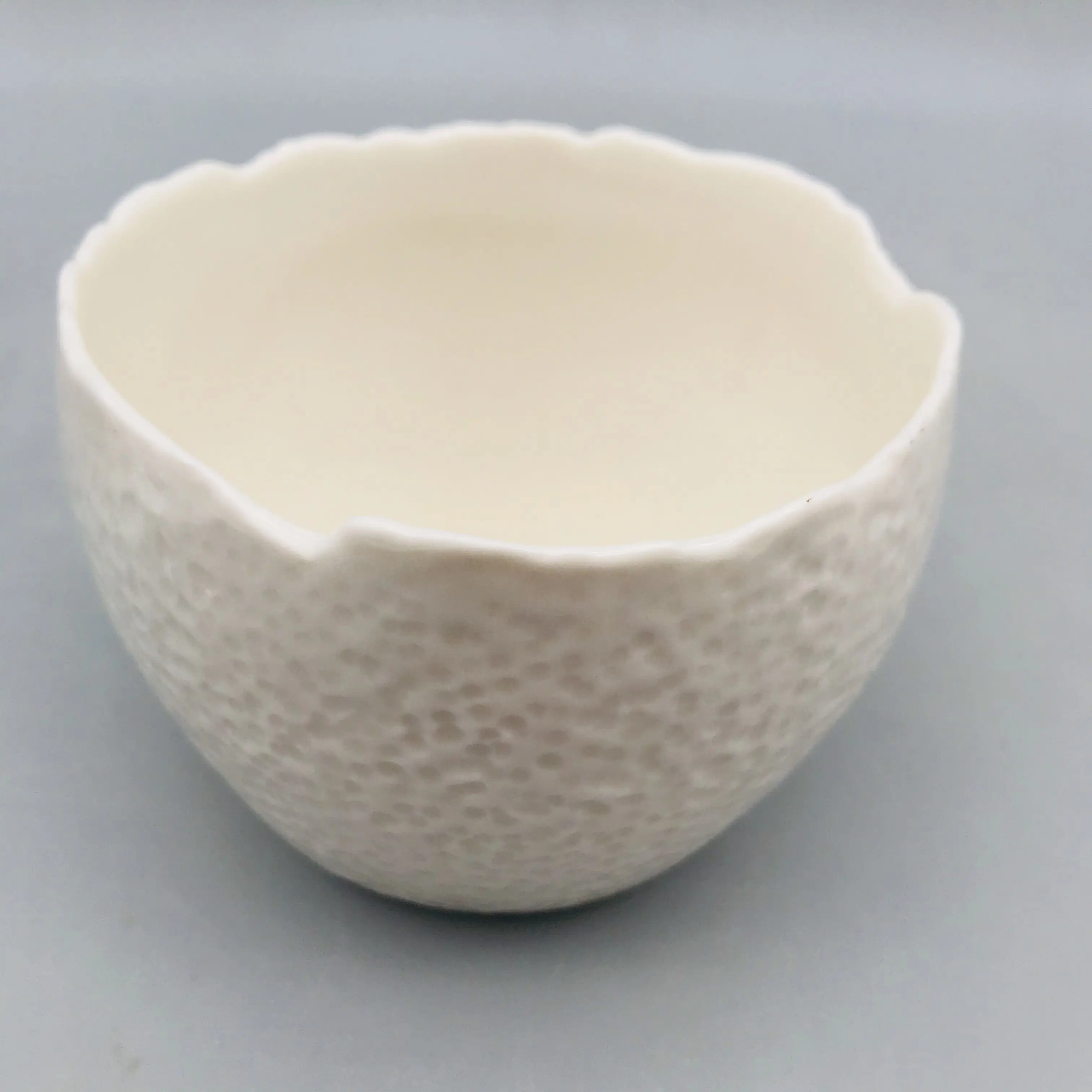 Lowest price irregular rim eggshell shape white porcelain flower pot