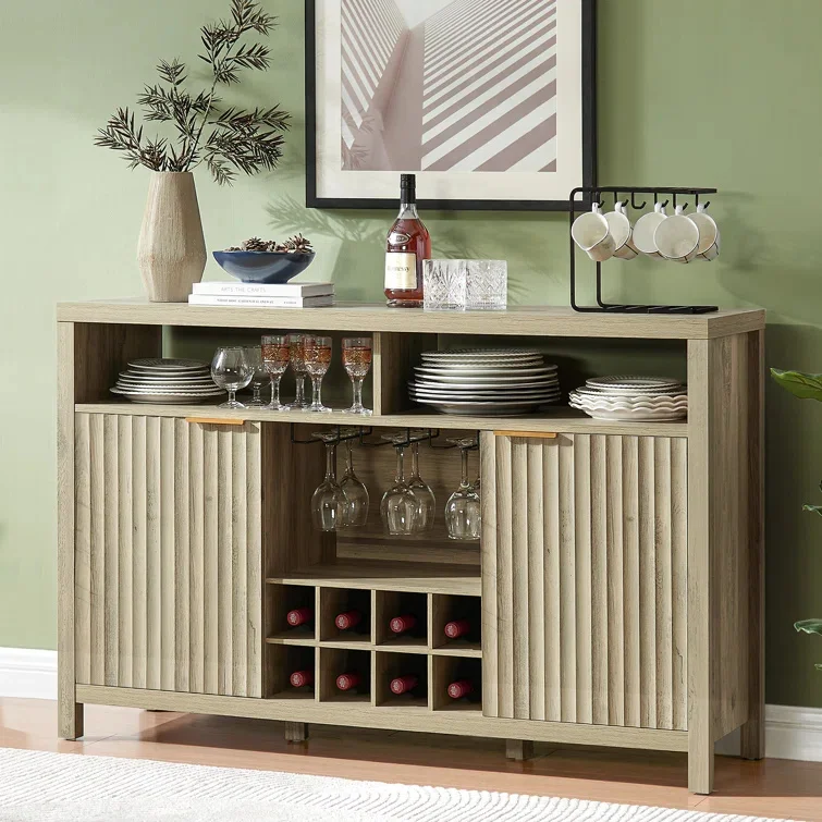 Factory Customized Wine Cabinet Coffee Bar Cabinet Sideboard with Wine Rack Buffet Cabinet and Storage