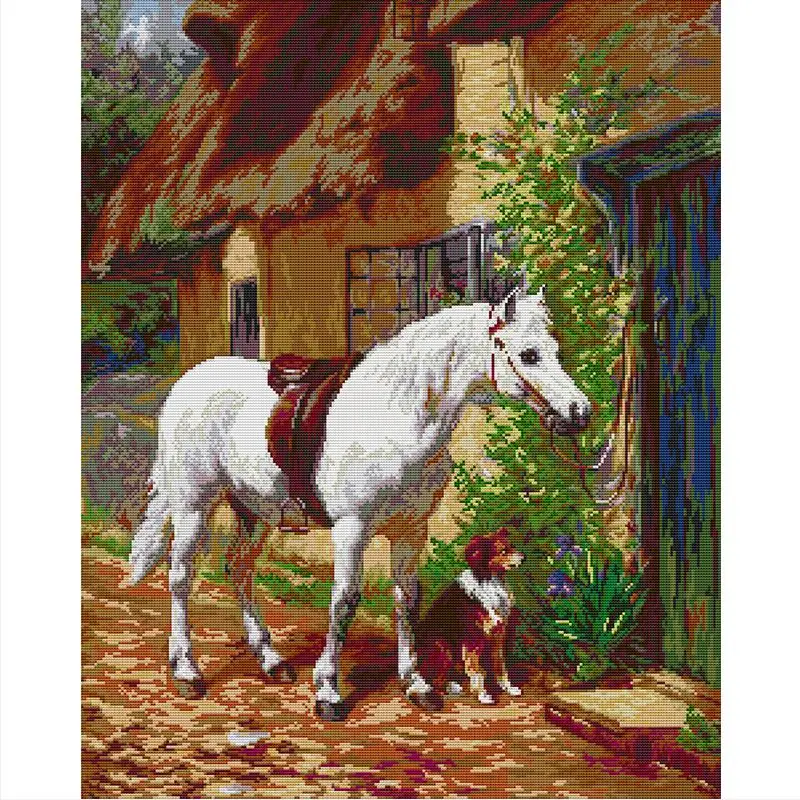 NKF Horse Pattern Cross Stitch Kits Canvas Factory Supply China Wholesale Fabric Sewing Craft Kit