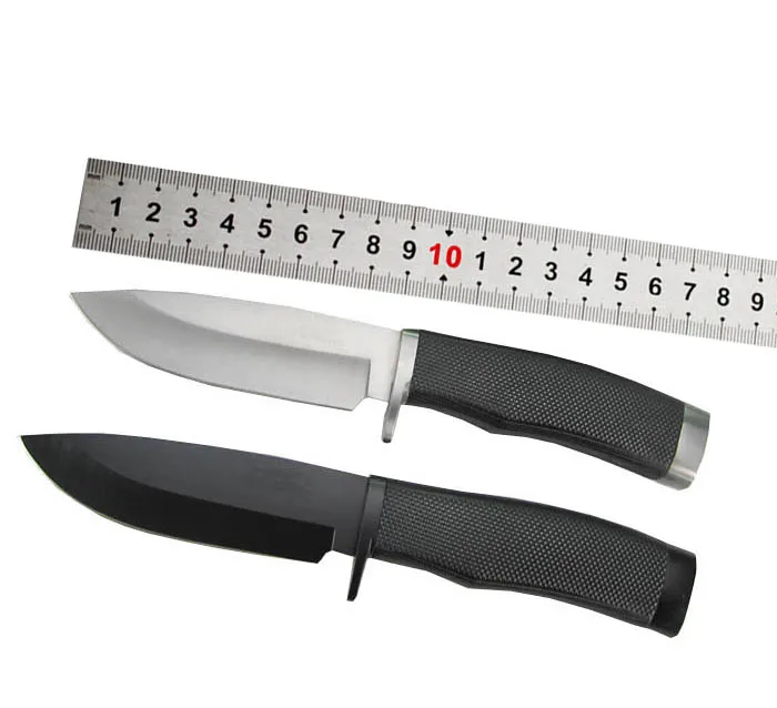 OEM low price free sample classic black fixed blade hunting camping survival straight knife on sale with nylon cover