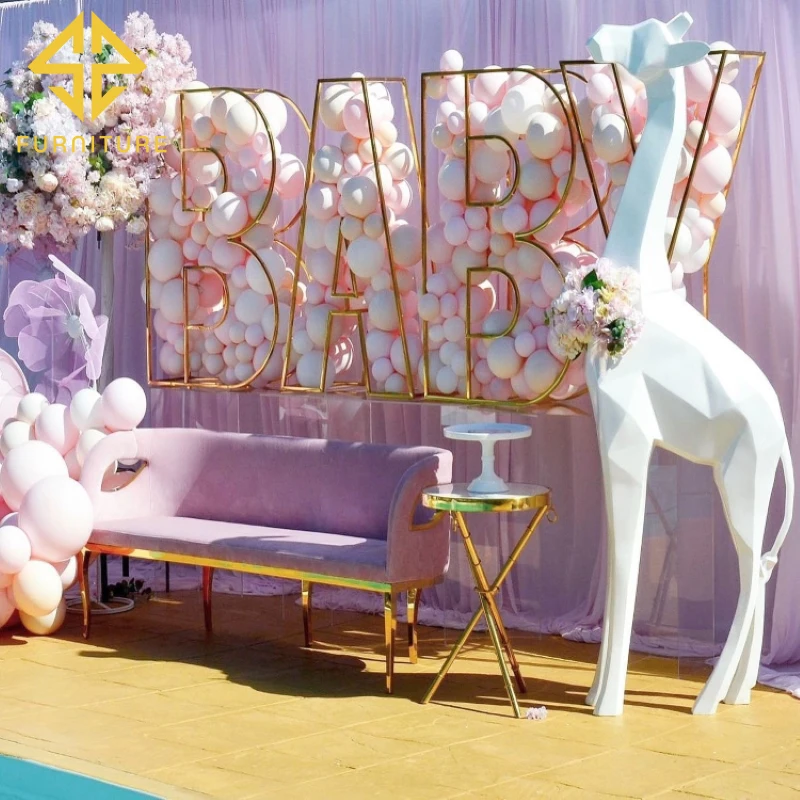 Luxury BABY shower metal backdrop frame Wedding Decoration for event