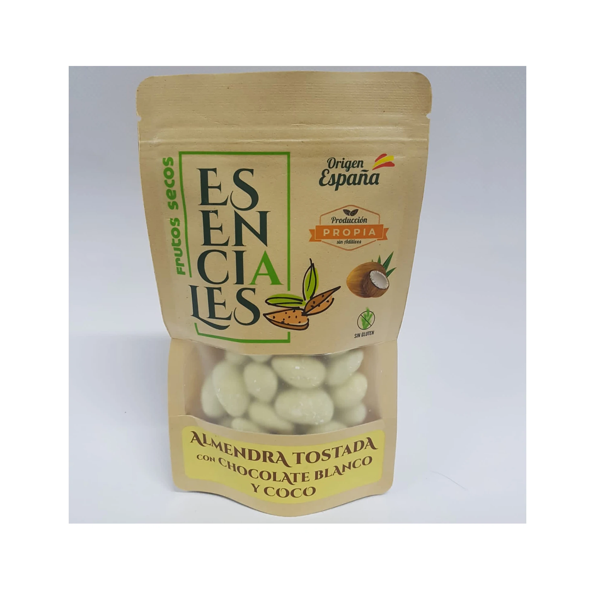 Essential Nuts Healthy almonds nutritional daily roasted dry nuts food wholesale almond covered with white chocolate and coconut