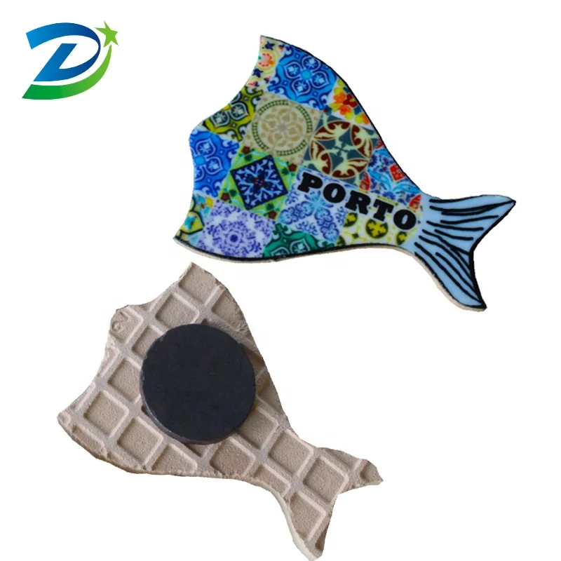 Portugal souvenirs customized ceramic fish fridge magnet for souvenir gifts