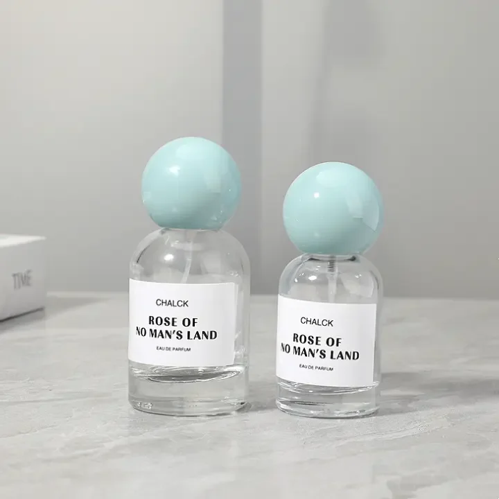 Customized label 30ml 50ml transparent color ball shape lid new man woman designer perfumes bottle