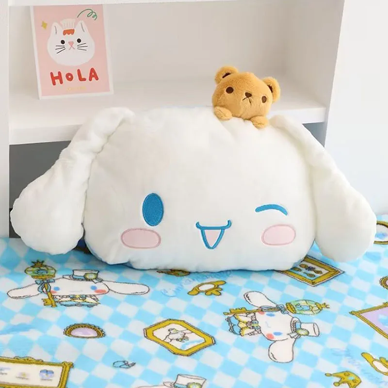 My Melody Kuromi Cartoon Pillow Plush Stuffed Blanket with PP Cotton Filling Warm Quilt for Air Conditioning Cover