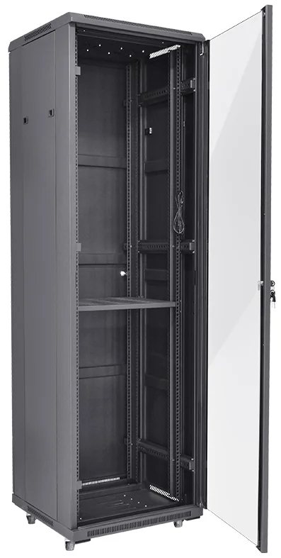 China Standard 19 Inch Data Center Server Rack 42U Floor Standing Glass Door Network Cabinet For Network Cable Management