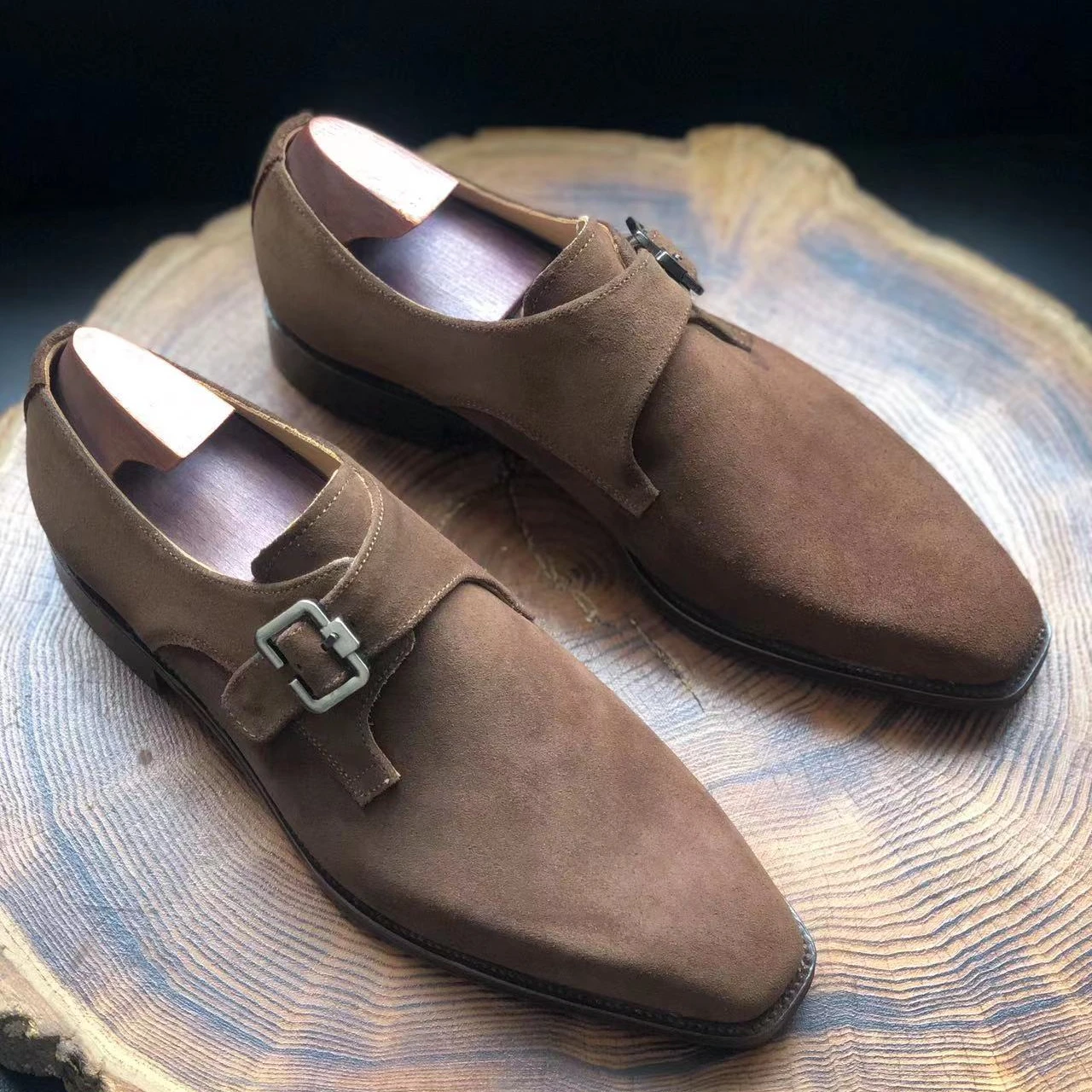 Cie Customized Goodyear Welted Suede Handmade Leather Monk Shoes for Men