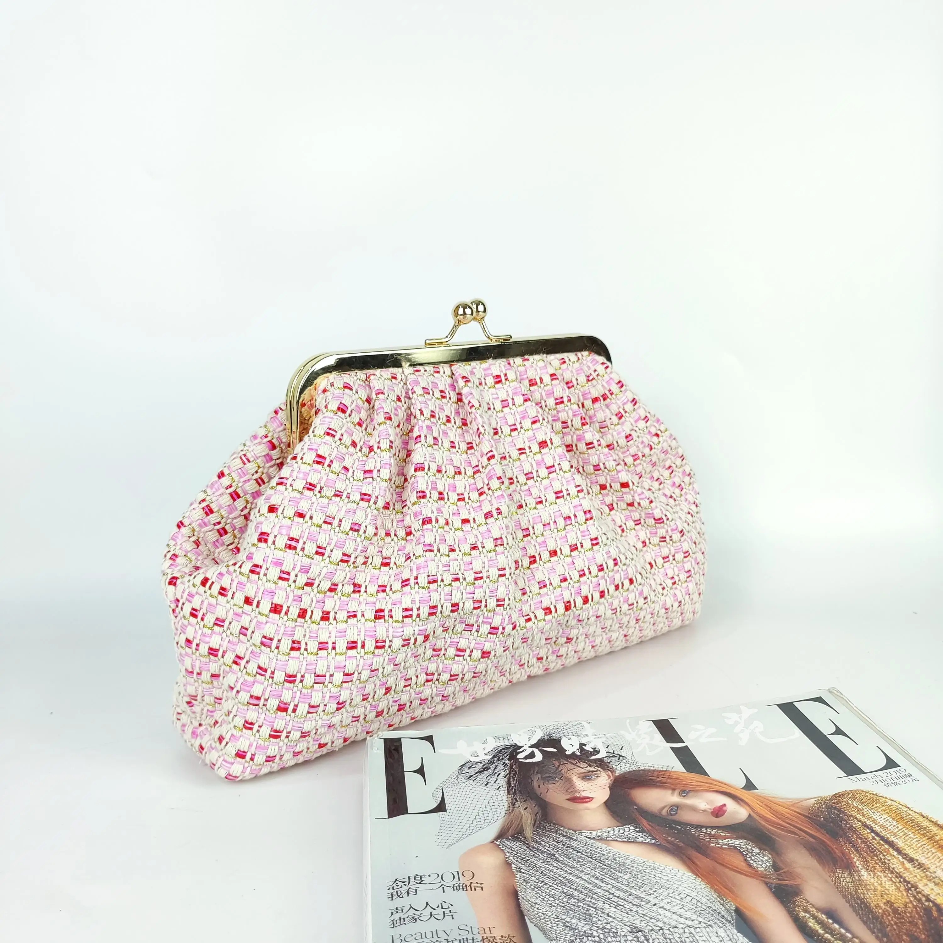 Fashion casual personalized logo Bamboo Woven beach handmade straw bag