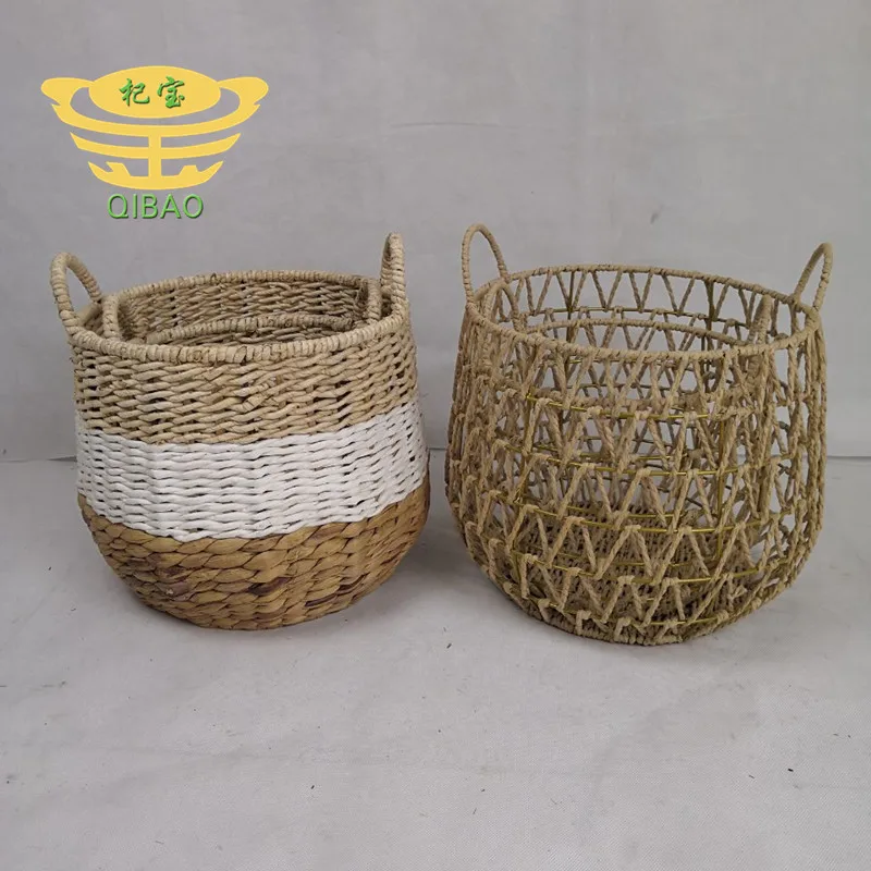 Wholesale high-quality practical oval iron wire wicker storage basket grass basket storage basket