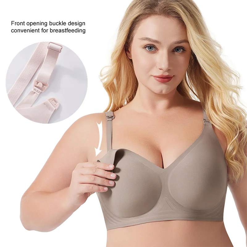 Wireless Front Open Breastfeeding Maternity Nursing Bras Seamless Maternity Bralette Jelly Bra Plus size pregnant nursing bra